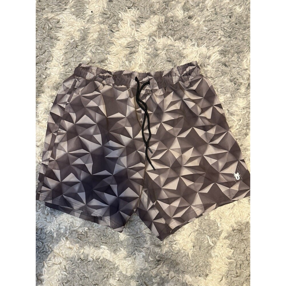 Spyder Swim Shorts Mens Large Black Grey Geometric No Liner Quick Dry